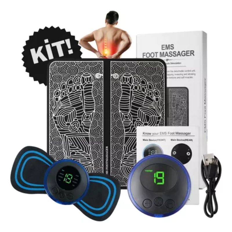 KIT MASSAGEM - Tapete e Massageador Elétrico - Dor nos Pés e Musculares